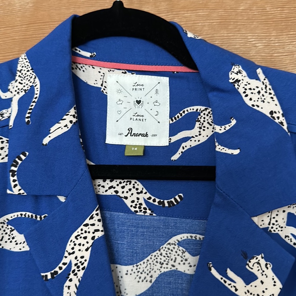 ANORAK Blue Midi Dress with White Leopard Print - Picture 3 of 7